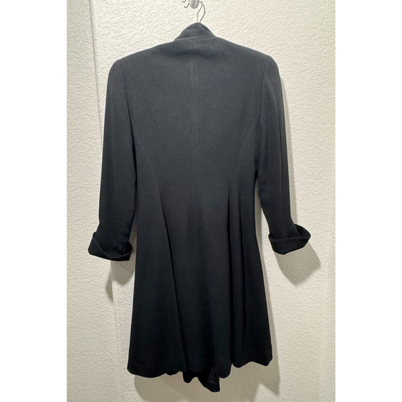 Vintage Black Tahari Coat Dress Side Snap Wrap Size 4 Rayon Career 90s Y2K - Picture 2 of 12